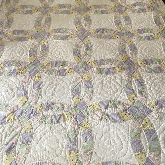 Vintage JCP Quilt Hand Stitched Multicolor Twin 85x86" Cottage Country Granny - Picture 2 of 9